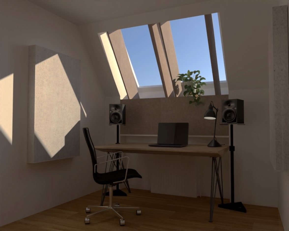 Forside Rendering af podcaststudie til Kristeligt Dagblad